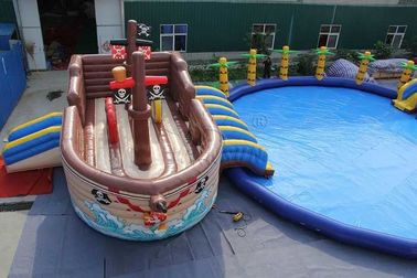 Lona inflable comercial del PVC del parque 0.9m m del agua del barco pirata hecha