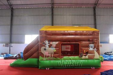 China Los niños WSC-263 saltan el trampolín simulado inflable de la granja de la casa con la diapositiva fábrica