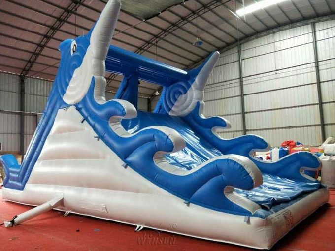 Tobogán acuático inflable modificado para requisitos particulares WSS-248 del delfín con el ventilador el 10x5x5.5m