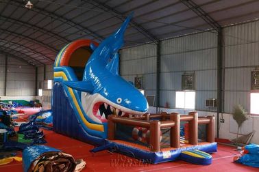 China Inflables masivos resistentes de agua secan el tiburón el 12x4x6.5m temático de la diapositiva fábrica