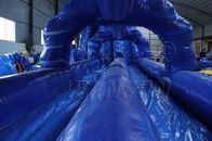 Toboganes acuáticos inflables comerciales largos, tobogán acuático azul del carril del doble del agolpamiento proveedor