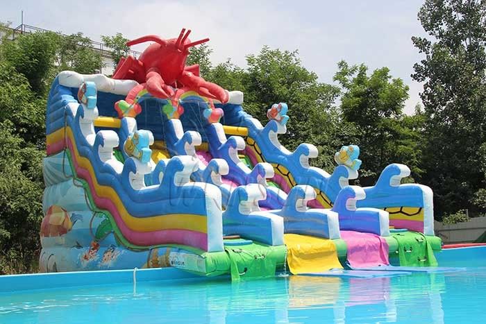 Diapositiva inflable de la piscina del parque del agua de la langosta para los adultos/los niños los 9x6x8.2m proveedor